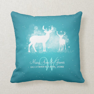 Elegant Wedding Favour Winter Deer Sparkle Cushion