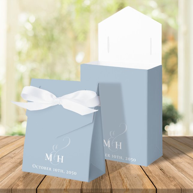 Elegant Wedding Favours Dusty Blue Monogram  Favour Box (Creator Uploaded)