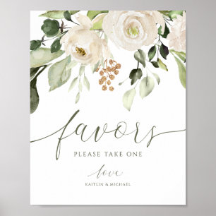 Elegant Wedding Favours Sign Greenery Foliage Whit