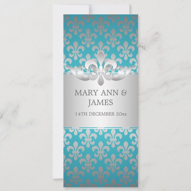 Elegant Wedding Fleur De Lis Blue Invitation (Front)