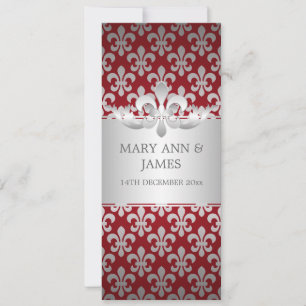 Elegant Wedding Fleur De Lis Red Invitation