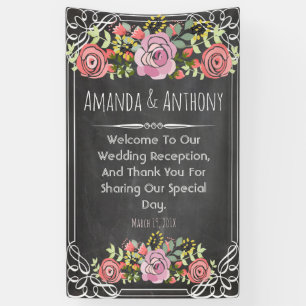 Elegant wedding floral chalkboard banner