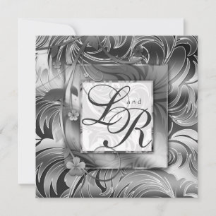 Elegant Wedding Floral Metallic Silver Invitation
