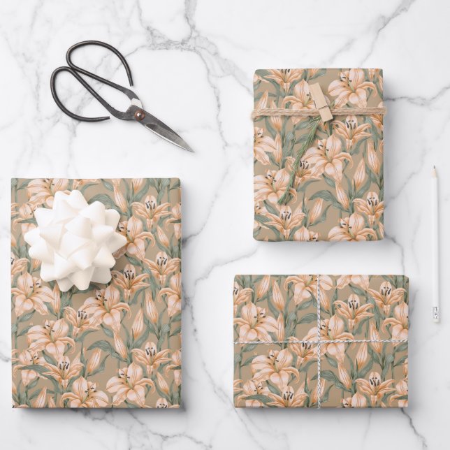 Elegant Wedding floral pattern  Wrapping Paper Sheet (Front)