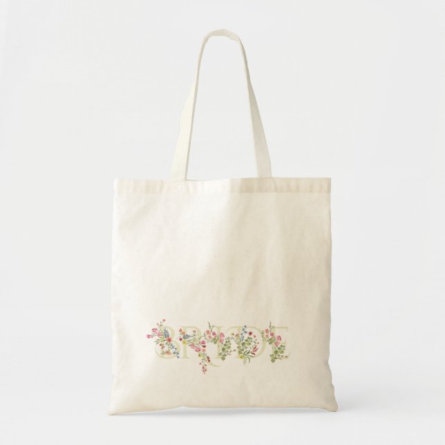 elegant wedding floral spring BRIDE Bridal Shower Tote Bag (Front)