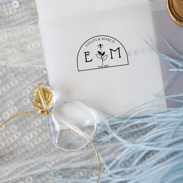 Elegant Wedding Flower Monogram  Rubber Stamp (Creator Uploaded)