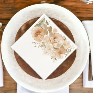 Elegant Wedding Flower Muted Peach Napkin