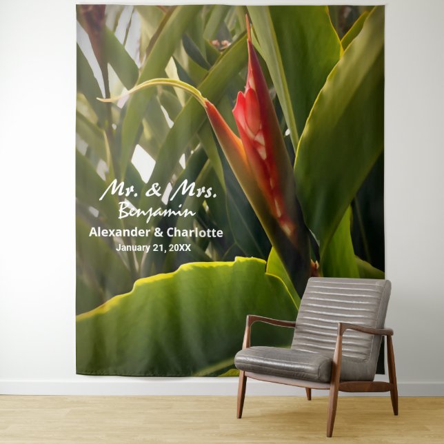 Elegant Wedding Flower Photo Booth Backdrop  Tapestry (In Situ)