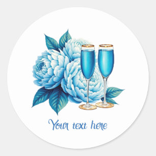 Elegant Wedding flowers champagne customisable Classic Round Sticker