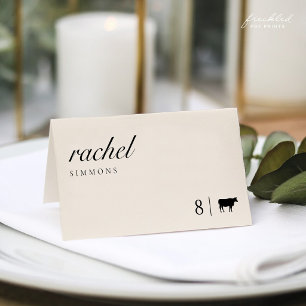 Elegant Wedding Folded Place Card with Meal Icon