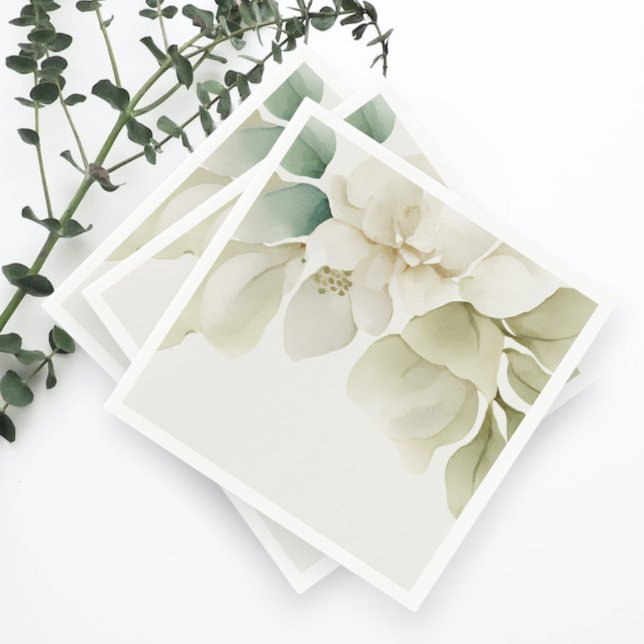 Elegant Wedding Foliage Muted Green Napkin (Elegant Wedding Foliage Muted Green Napkins from Ricaso)