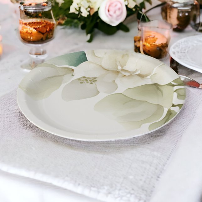 Elegant Wedding Foliage Muted Green Paper Plate (Elegant Wedding Foliage Muted Green Paper Plates from Ricaso. Perfect for your reception dinner. )