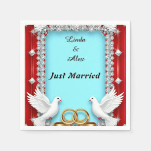 Elegant Wedding Frame with White Doves Napkin