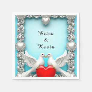 Elegant Wedding Frame with White Doves Napkin