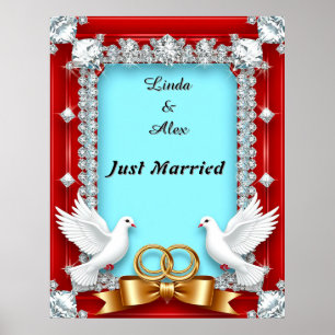 Elegant Wedding Frame with White Doves Poster