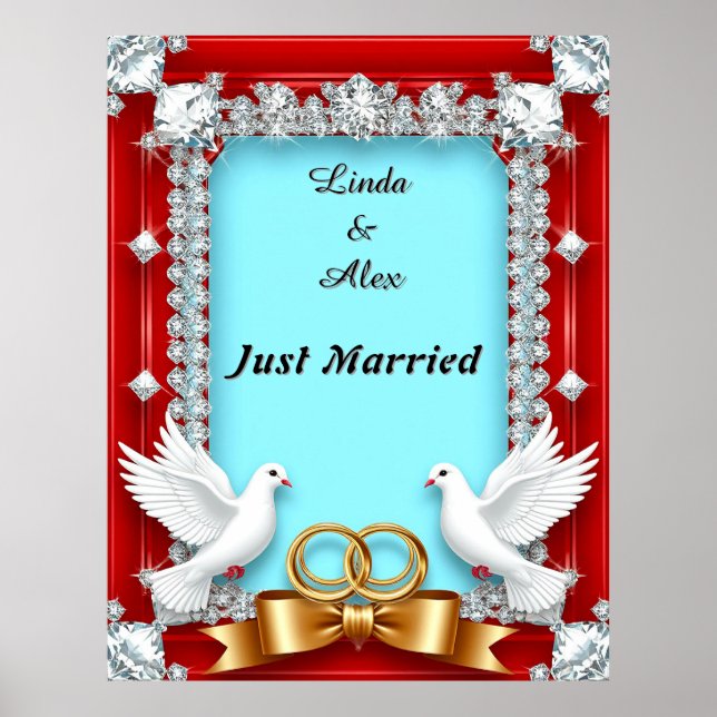 Elegant Wedding Frame with White Doves Poster (Front)