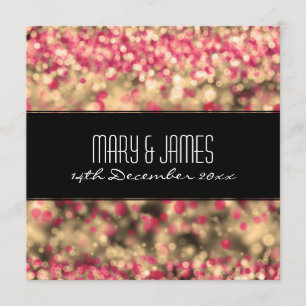 Elegant Wedding Fuchsia And Gold Sparkling Lights Invitation