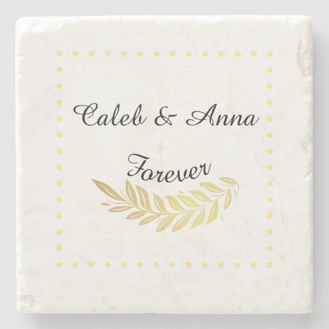 Elegant Wedding Gift Stone Coaster (Front)