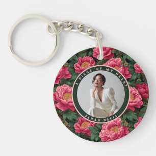 Elegant Wedding Gifts Floral Peonies Key Ring