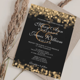 Elegant Wedding Glam Gold Lights Invitation