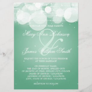 Elegant Wedding Glow & Sparkle Mint Invitation