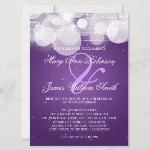 Elegant Wedding Glow & Sparkle Purple Invitation