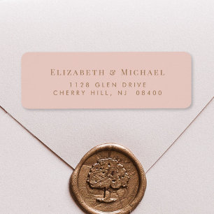 Elegant Wedding Gold Blush Pink Return Address