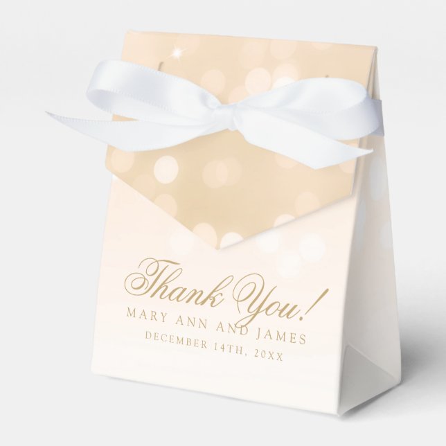 Elegant Wedding Gold Bokeh Sparkle Lights Favour Box (Front Side)