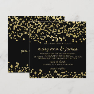 Elegant Wedding Gold Foil Look Confetti Invitation