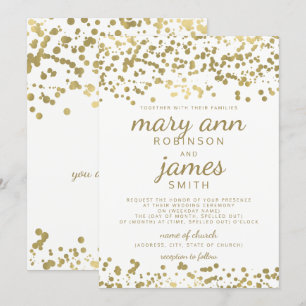 Elegant Wedding Gold Foil Look Confetti Invitation
