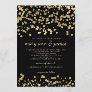 Elegant Wedding Gold Foil Look Confetti Invitation