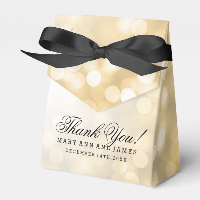 Elegant Wedding Gold Glitter Lights Favour Box (Front Side)