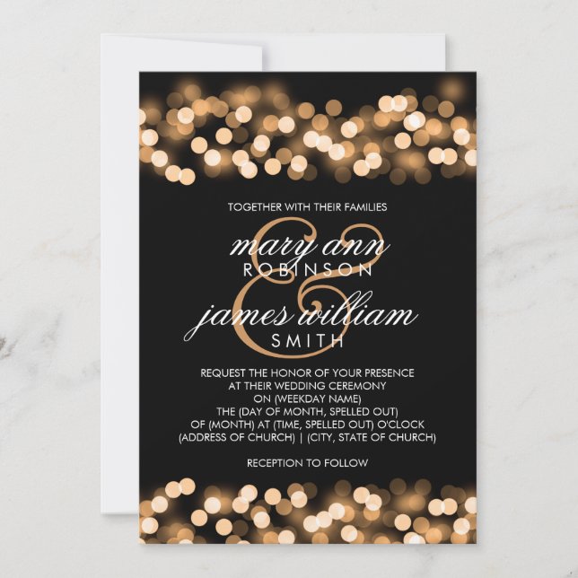 Elegant Wedding Gold Hollywood Glam Invitation (Front)