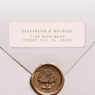 Elegant Wedding Gold Pink Return Address