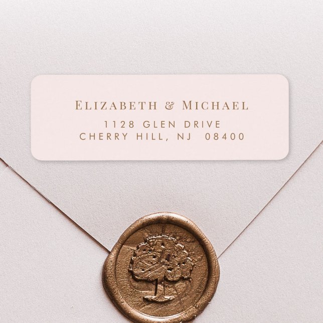 Elegant Wedding Gold Pink Return Address (Creator Uploaded)