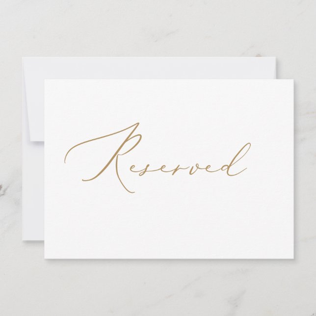 Elegant Wedding Gold Reserved Card (Front)
