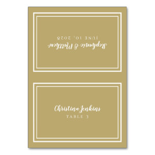 Elegant Wedding Gold White Custom Guest Place Card