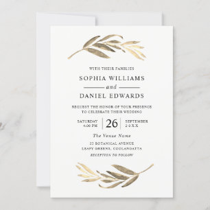 Elegant Wedding Golden Leaves All Seasons Invitation