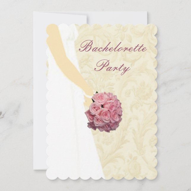 Elegant Wedding Gown Bachelorette Party Invitation (Front)