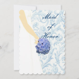 Elegant Wedding Gown Blue Maid Of Honour Card