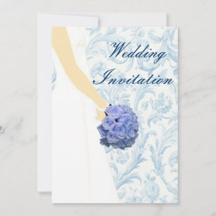 Elegant Wedding Gown Blue Wedding Invitation