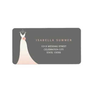 Elegant Wedding Gown Bridal Shower Address Labels
