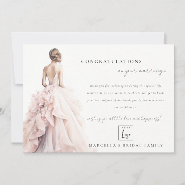 Elegant Wedding Gown Business Thanks QR Code Invitation (Front)
