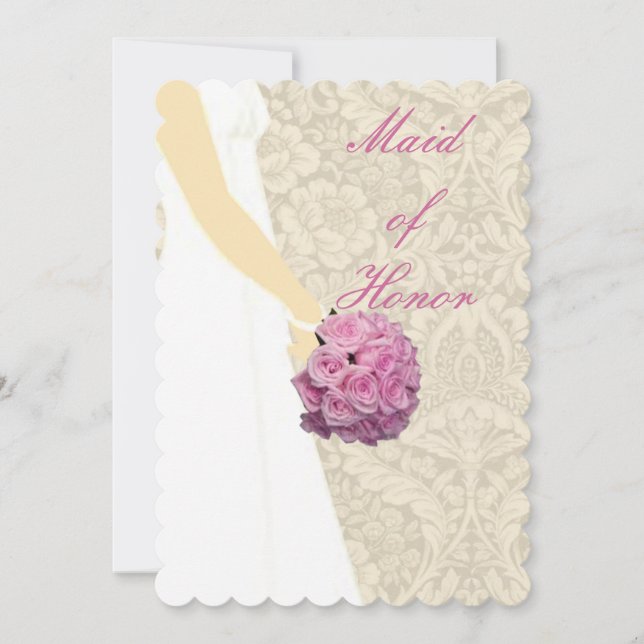 Elegant Wedding Gown Maid Of Honour Card (Front)