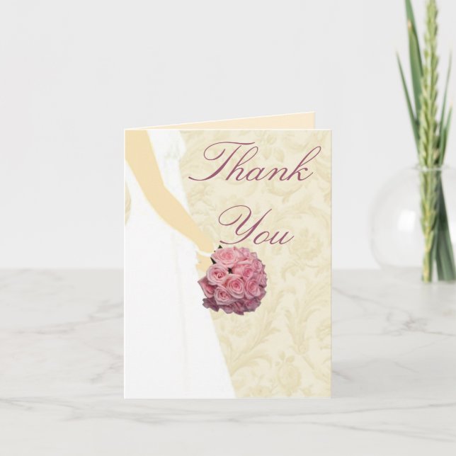 Elegant Wedding Gown Thank You Card (Front)