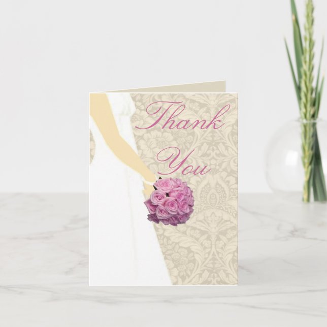 Elegant Wedding Gown Thank You Card (Front)
