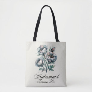 Elegant Wedding Green and Grey Bouquet Bridesmaid  Tote Bag