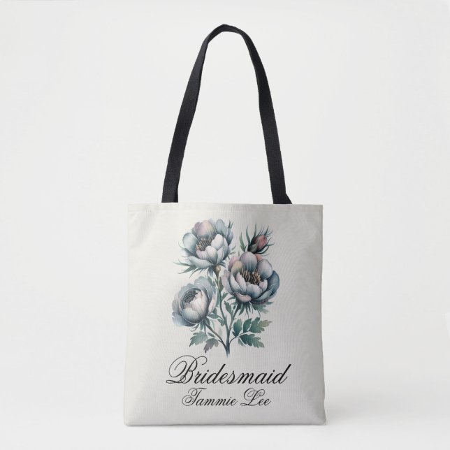 Elegant Wedding Green and Grey Bouquet Bridesmaid  Tote Bag (Front)