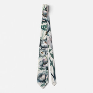 Elegant Wedding Green and Grey Bouquet Groom Tie
