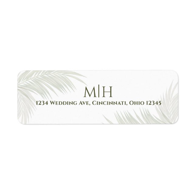 Elegant Wedding Green Monogram Palm Leaves (Front)